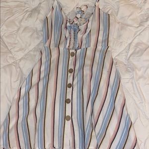 Linen striped mini dress